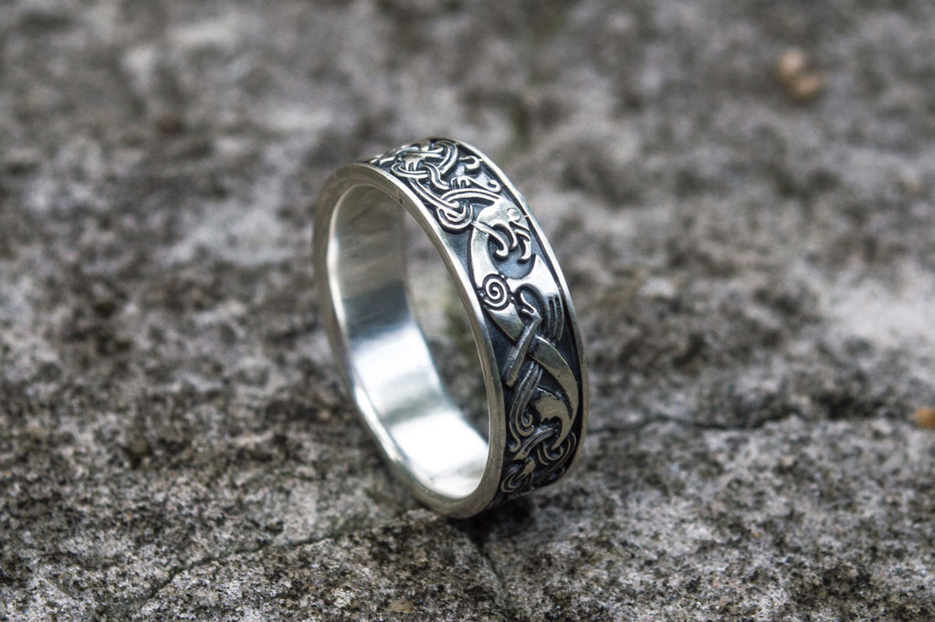 Norse Ornament Ring Sterling Silver - Viking-Handmade