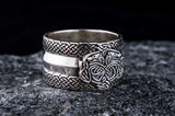 Norse Ornament Ring with Wolves Sterling Silver - Viking-Handmade