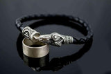 Crow Bracelet with Elder Futhark Rune Sterling Silver Norse Jewelry - Viking-Handmade