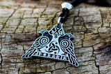 Huginn and Muninn Sterling Silver Pendant Odin's Ravens Amulet