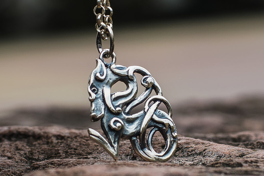 Celtic Wolf Ornament Sterling Silver Animal Pendant - Viking-Handmade