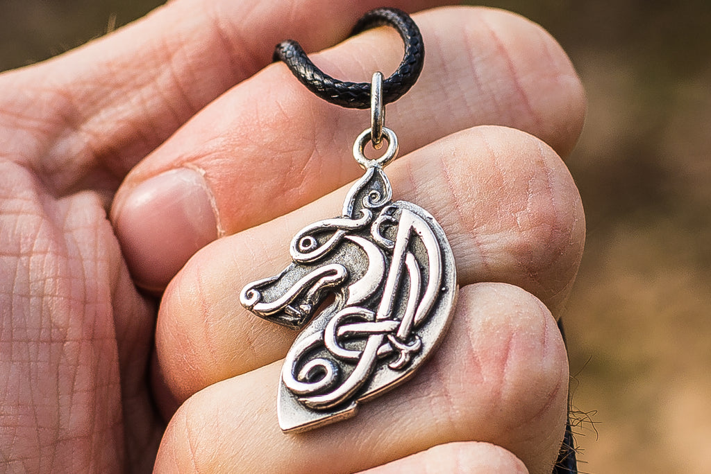 Celtic Wolf Sterling Silver Animal Pendant - Viking-Handmade