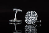 Unique Cufflinks with Ornament Sterling Silver Handmade Jewelry V04 - Viking-Handmade