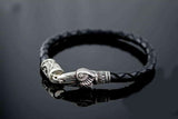 Crow Bracelet with Elder Futhark Rune Sterling Silver Norse Jewelry - Viking-Handmade